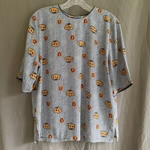 Vintage 90s Talbots Blouse Crown Print Preppy Retro Glam Regal Women's Size 12